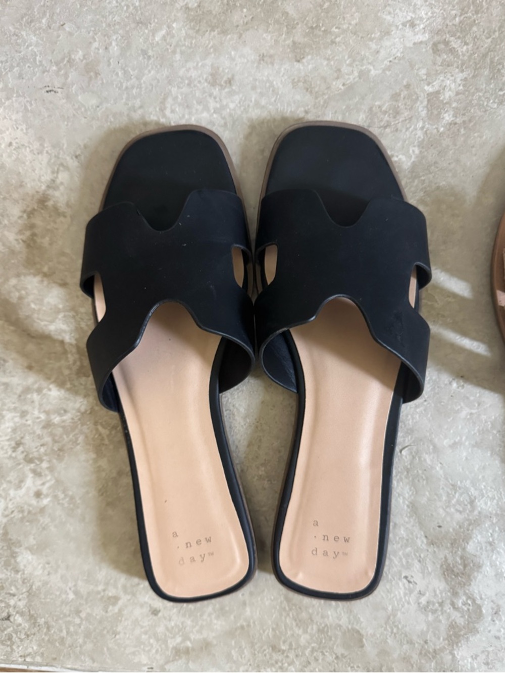 a new day Black Cutout Slide Mules